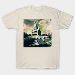 Sacré Coeur vintage Photo with colorful dots T-Shirt